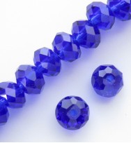 Faceted 8x6mm Abacus Glass Beads ~ Dark Blue