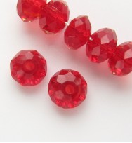 Faceted 8x6mm Abacus Glass Beads ~ Dark Red