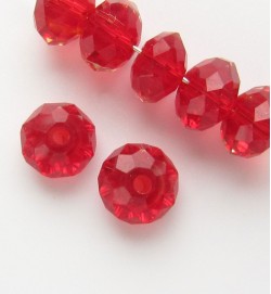 Faceted 8x6mm Abacus Glass Beads ~ Dark Red