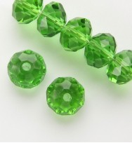 Faceted 8x6mm Abacus Glass Beads ~ Green