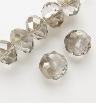 Faceted 8x6mm Abacus Glass Beads ~ Grey