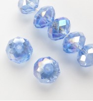 Faceted 8x6mm Abacus Glass Beads ~ Light Blue AB