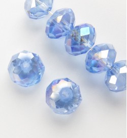 Faceted 8x6mm Abacus Glass Beads ~ Light Blue AB