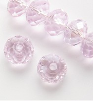 Faceted 8x6mm Abacus Glass Beads ~ Light Pink
