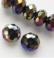 Faceted 8x6mm Abacus Glass Beads ~ Metallic Blue/Purple AB