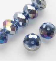 Faceted 8x6mm Abacus Glass Beads ~ Montana AB