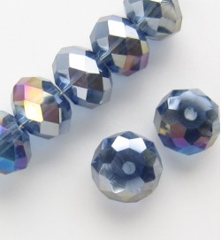 Faceted 8x6mm Abacus Glass Beads ~ Montana AB