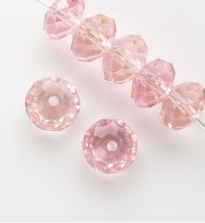 Faceted 8x6mm Abacus Glass Beads ~ Pink