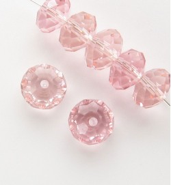 Faceted 8x6mm Abacus Glass Beads ~ Pink