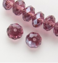Faceted 8x6mm Abacus Glass Beads ~ Purple