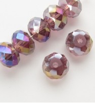 Faceted 8x6mm Abacus Glass Beads ~ Purple AB