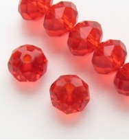 Faceted 8x6mm Abacus Glass Beads ~ Red