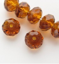 Faceted 8x6mm Abacus Glass Beads ~ Toffee