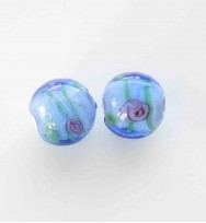 Lampwork 12mm Round Beads ~ Blue