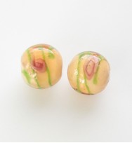 Lampwork 12mm Round Beads ~ Dark Yellow