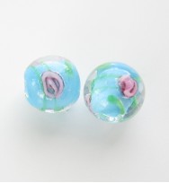 Lampwork 12mm Round Beads ~ Light Blue