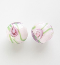 Lampwork 12mm Round Beads ~ Pink