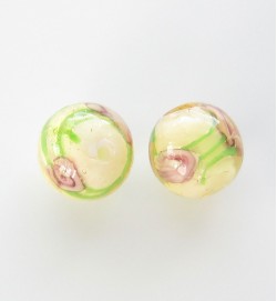 Lampwork 12mm Round Beads ~ Yellow