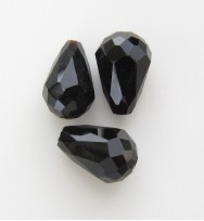 Crystal Glass 11mm Faceted Teardrops ~ Black