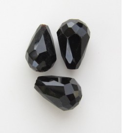 Crystal Glass 11mm Faceted Teardrops ~ Black
