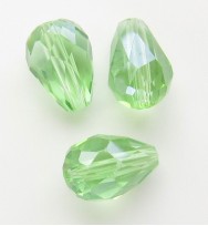Crystal Glass 11mm Faceted Teardrops ~ Light Green