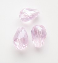 Crystal Glass 11mm Faceted Teardrops ~ Light Pink