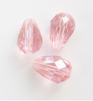 Crystal Glass 11mm Faceted Teardrops ~ Pink