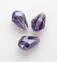 Crystal Glass 11mm Faceted Teardrops ~ Purple