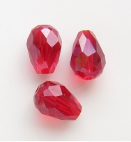 Crystal Glass 11mm Faceted Teardrops ~ Red