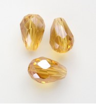 Crystal Glass 11mm Faceted Teardrops ~ Yellow