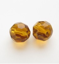 Faceted Round 10mm Glass Beads ~ Amber