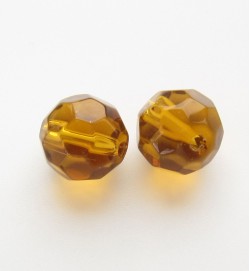 Faceted Round 10mm Glass Beads ~ Amber
