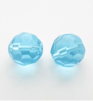 Faceted Round 10mm Glass Beads ~ Aqua