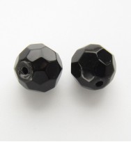 Faceted Round 10mm Glass Beads ~ Black