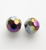 Faceted Round 10mm Glass Beads ~ Black AB