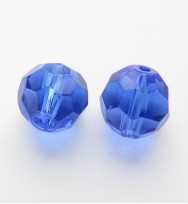 Faceted Round 10mm Glass Beads ~ Blue