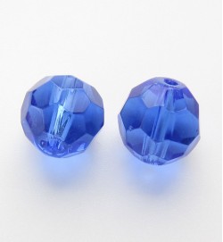 Faceted Round 10mm Glass Beads ~ Blue