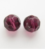 Faceted Round 10mm Glass Beads ~ Crimson