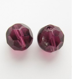 Faceted Round 10mm Glass Beads ~ Crimson