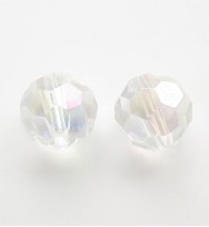 Faceted Round 10mm Glass Beads ~ Crystal AB