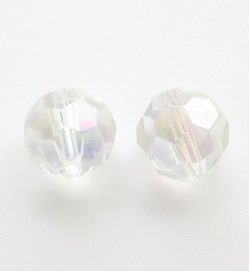 Faceted Round 10mm Glass Beads ~ Crystal AB