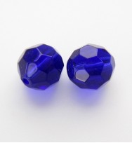Faceted Round 10mm Glass Beads ~ Dark Blue