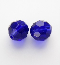 Faceted Round 10mm Glass Beads ~ Dark Blue