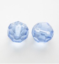 Faceted Round 10mm Glass Beads ~ Light Blue
