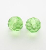Faceted Round 10mm Glass Beads ~ Light Green