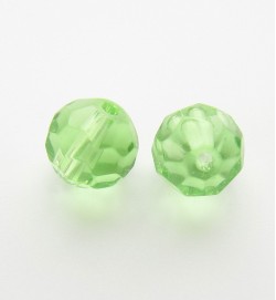 Faceted Round 10mm Glass Beads ~ Light Green