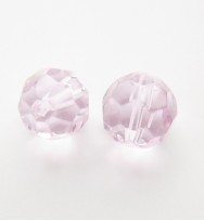 Faceted Round 10mm Glass Beads ~ Pink