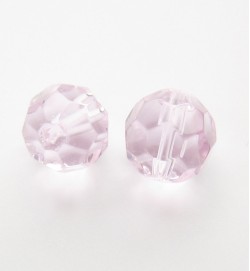 Faceted Round 10mm Glass Beads ~ Pink