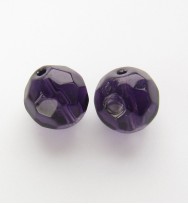 Faceted Round 10mm Glass Beads ~ Purple