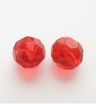 Faceted Round 10mm Glass Beads ~ Red